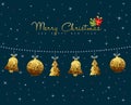 Christmas and new year gold low poly ornament card Royalty Free Stock Photo