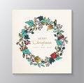 Christmas and new year gold nature wreath card Royalty Free Stock Photo