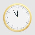 Christmas and New Year golden clock. Five minutes to twelve o`clock. EPS 10 watch vector illustration