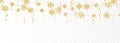 Christmas or New Year golden decoration on transparent background. Hanging glitter snowflake. Vector illustration Royalty Free Stock Photo