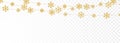 Christmas or New Year golden decoration on transparent background. Hanging glitter snowflake. Vector illustration Royalty Free Stock Photo