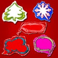 Christmas and New Year graphic speech bubbles and stickers design