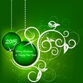 Christmas And New Year Green Background, Flower Pattern