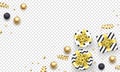 Christmas New Year greeting card background template golden stars confetti gift presents decorations Royalty Free Stock Photo