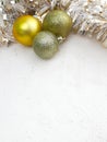 Christmas decorative baubles and tinsel on  white background Royalty Free Stock Photo