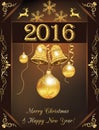 Christmas and 2016 New Year greeting card Royalty Free Stock Photo
