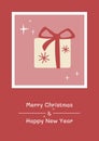 Christmas and New Year greeting card with hristmas Gift Box and greetings text for winter holidays