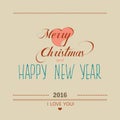 Christmas and New Year greeting card 2016. Lettering