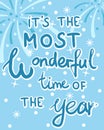 Christmas and new year greeting card with lettering, most wonderful time, editable vector illustration Royalty Free Stock Photo