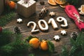 Christmas or New Year 2019 greeting card