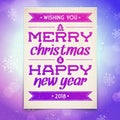 Christmas and New Year greeting card with typography Royalty Free Stock Photo