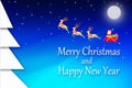 Christmas and New Year greeting illustration on December winter