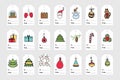 Christmas and New Year greeting tags with cute hand drawn wint