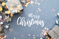 Christmas and New Year holiday background. Xmas greeting card. Winter holidays. Royalty Free Stock Photo