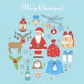 Christmas and New Year holiday icons set Royalty Free Stock Photo