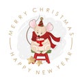 Christmas and New year holiday printing with mouse