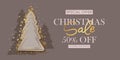 Christmas and New Year holiday sale shop banner. Golden shiny snowflakes. Chic elegant, festive card, cover. Luxury Royalty Free Stock Photo