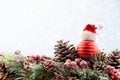 Christmas fir tree with bokeh background. Merry Christmas and Happy New Year. Christmas bokeh background with snow fir tree. Top Royalty Free Stock Photo