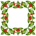 Christmas and New Year holly frame