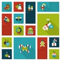 Christmas New Year icon set flat style Royalty Free Stock Photo