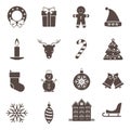 Christmas and New Year icons set with tradutional holiday vector symbols