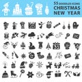 Christmas, New Year icons silhouette set Royalty Free Stock Photo