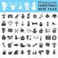 Christmas, New Year icons silhouette set Royalty Free Stock Photo