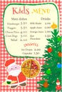 Christmas and New Year Kids Menu with chef Santa.