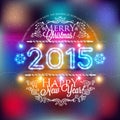 Christmas and New year label with colored lights on backgrounds Royalty Free Stock Photo