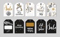 Christmas and New Year labels, gift tags and icons. Holidays decoration. Vector hand drawn illustrations and Modern Brushpen