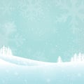 Christmas and New Year landscape winter background. Holiday background with falling snow. Landscape background with trees and snow Royalty Free Stock Photo