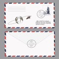 Christmas, new year. letter to Santa Claus. template, envelope, stamp. vector