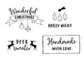 Christmas and New Year lettering set. Hand lettered quotes for greeting cards, gift tags, labels. Typography collection Royalty Free Stock Photo