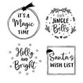 Christmas and New Year lettering set. Hand lettered quotes for greeting cards, gift tags, labels. Typography collection Royalty Free Stock Photo