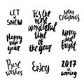 Christmas and New Year lettering set. Wonderful handwritten Christmas wishes