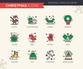 Christmas and New Year - line design icons set