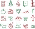 Christmas and New Year line icons set. Outline vector collection for Xmas and Season's Greetings themes. Isolated Royalty Free Stock Photo