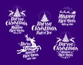 Christmas, New Year logo or label. Xmas typographic design. Lettering vector illustration Royalty Free Stock Photo