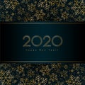 Christmas New Year 2020 luxury banner with gold snowflake glitter Blue festive banner layout card Christmas and New Year 2020 Royalty Free Stock Photo