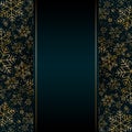 Christmas New Year luxury banner with gold snowflakes glitter Blue festive winter banner layout card Christmas and New Year Royalty Free Stock Photo