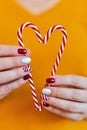 Christmas New Year manicure abstract nail design Royalty Free Stock Photo