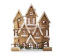 Christmas and New Year miniature house decorated isolated on white background, Clipping path included Royalty Free Stock Photo
