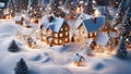 Christmas and New Year miniature houses in the snow.