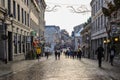 Christmas and new year in Montreal - festive illumination in downtown, panorama of the city. Montreal travel destination Royalty Free Stock Photo