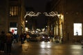 Christmas and new year in Montreal - festive illumination in downtown, panorama of the city. Montreal travel destination Royalty Free Stock Photo