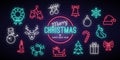 Christmas and New Year Neon Signs.