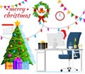 Christmas and New Year Office Desk Workspace Royalty Free Stock Photo