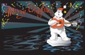 Christmas and New year party card by Polar Bear at night