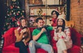 Christmas and New year party with friends. celebrating party at home Royalty Free Stock Photo