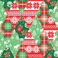 Christmas and New Year patchwork seamless background. Royalty Free Stock Photo